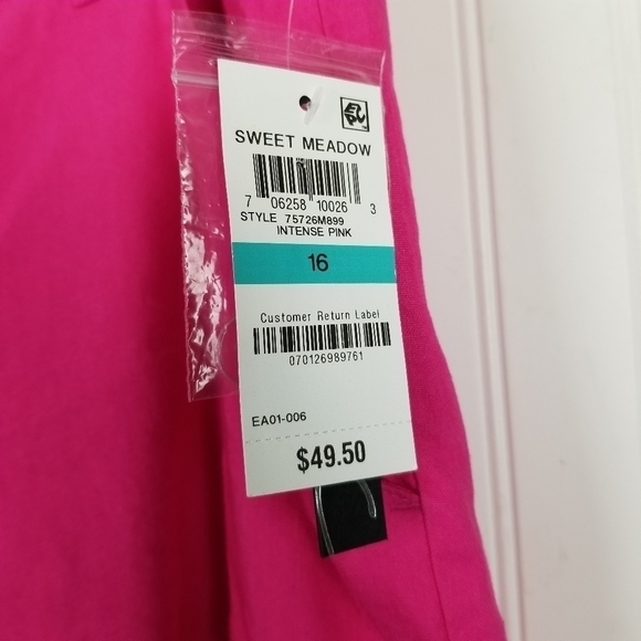 INC NWT Shorts Linen Blend Scallop Hem Regular Fit Women's Size 16 Intense Pink - Picture 10 of 12